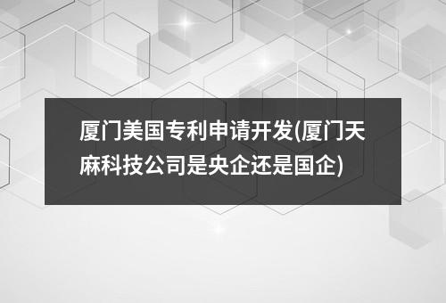 厦门美国专利申请开发(厦门天麻科技公司是央企还是国企)