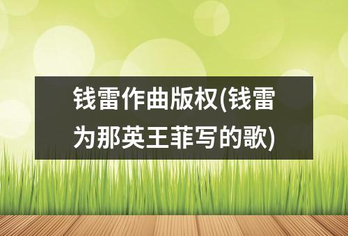 钱雷作曲版权(钱雷为那英王菲写的歌)