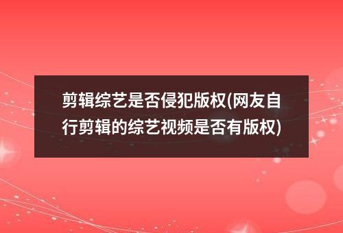 剪辑综艺是否侵犯版权(网友自行剪辑的综艺视频是否有版权)